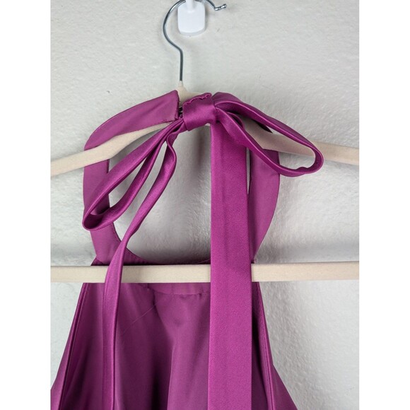 Ellie Wilde Dress Womens 12 Purple Floral Halter Prom - Picture 4 of 9